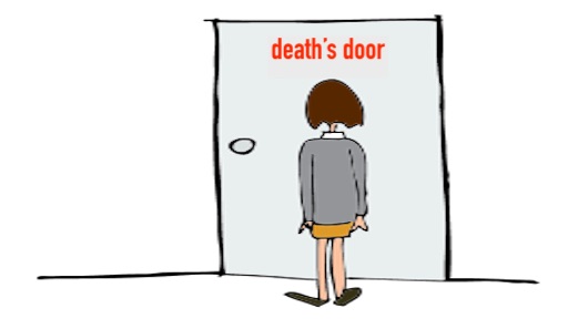 معنی فارسی اصطلاح: At death's door